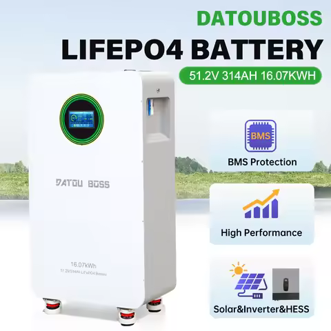 Datoboss Lifepo4 Battery 51.2V 314Ah 16Kwh with Bms Protection for Solar Energy Storage Off Grid Hyb