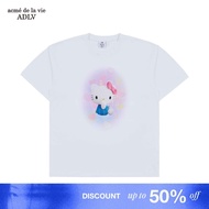 [ADLV X Hello Kitty] 3D Artwork Short Sleeve T-Shirt White - Oversized Fit Unisex T-Shirt acme de la