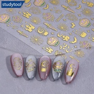 STUDYTOOL Bronzing Halloween Magic Nail Art Glitter Stickers Castle Wizard's Hat Ghost Pumpkin 3D Ad