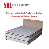 YHL 10 Inch Individual Pocketed Spring Mattress With / Without Divan Bed Frame (Available Size : Single / Super Single / Queen / King)