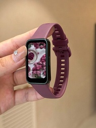 1只煙灰紫色純色錶帶,適用於華為band 8/7/6 Nfc 版本