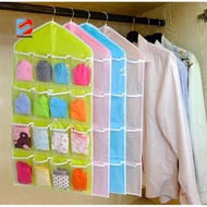 16 Pockets Hanging Bag Socks Bra Underwear Hanger Organizer Hanging Wardrobe Organiser