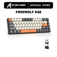 Free Wolf K68 Wireless Bluetooth Mechanical Keyboard with USB-A and Type-C Dongle Insert Portable Ba