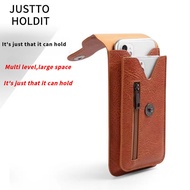 Mountaineering Slim Pockets Multi-Functional Leather Mobile Phone Bag Men's Migrant Workers Phone for the Elderly Special Wallet Double-Layer Thin B3BC