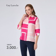 Guy Laroche Womans shirt Light linen Pink logo เสื้อเชิ้ตผู้หญิง แขนสามส่วน สีชมพู GBBJPI