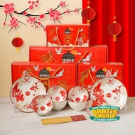 WweiShop Chinese New Year Ceramic Bowl Set Premium Chinese New Year Gift/ Chinese New Year Edition B