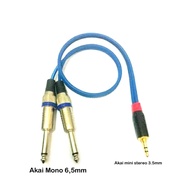 (50cm) Akai Mini Stereo 3.5mm to Dual Akai Mono 6.5mm Audio Jack