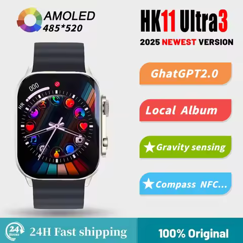 Original HK11 ULTRA3 Smart Watch AMOLED Support TWS Earphone Connect Network Share Connection AI Rob
