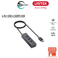 UNITEK 4-in-1 USB-A Hub (4*USB-A 5Gbps) with 1.2M Cable, with USB-C 5V Power Port