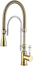 Kitchen Sink Mixer Taps Pull Out Kitchen Faucet, Gold Kitchen Sink Mixer Tap, Total Brass Kitchen Faucet, Vanity Water Tap, Faucet Sink Faucet Easy to Install (Color : Gold and chr