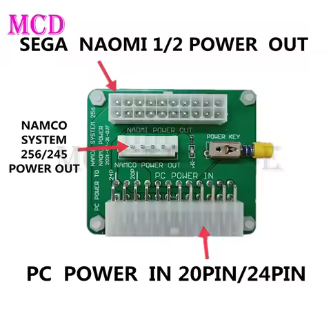 20/24 Pin PC Power Connector to Sega NAOMI/NAMCO Power Breakout Board Conversion Cabinet Module Adap