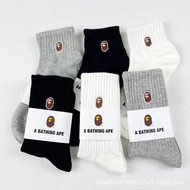 Bape Socks Men Women Mid-Tube Socks Cotton Sports Socks ins Boat Socks