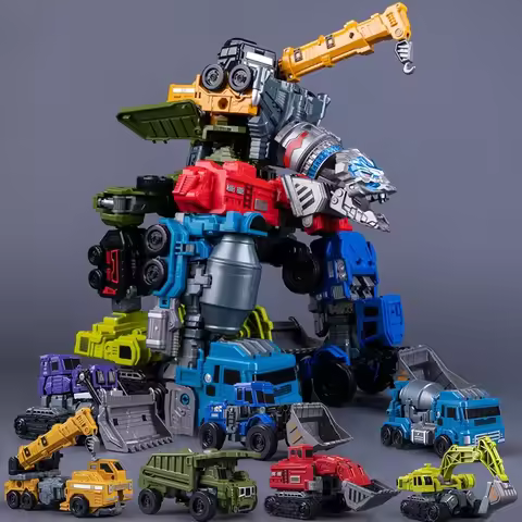 LIJIANG 7 IN 1 New Transformation Toys 40cm Devastator Action Figures Movie Excavator Hook Robot Eng