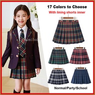 Korean JK Tennis Skirt for Kids Girl 9 10 11 12 13 14 Years Old College Style Pleated Checkered Skir