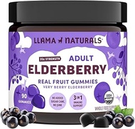 Llama Naturals Organic Elderberry Gummies for Adults, No Added Sugar, Sweeteners or Synthetics; Vita