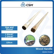 CSM 4 feet Wooden Hoe Shovel Stick Handle Only Kayu Batang Cangkul Wood 1 3/4 inch/1 1/4 inch x 4ft