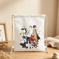 Anime Bungou Stray Dogs Drawstring Backpack BSD Characters Print Canvas Bag Student School Gym Stora