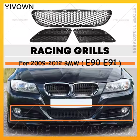 For 2009 2010 2011 2012 E90 E91 BMW 323i 328i 328xi 335d 335i 335xi Front Bumper Grille Trim Mesh 51