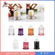 [Prettyia1] Cloche Candle Holder Cover Candle Jar Cup Glass Cloche Dome with Base for Plants Dessert