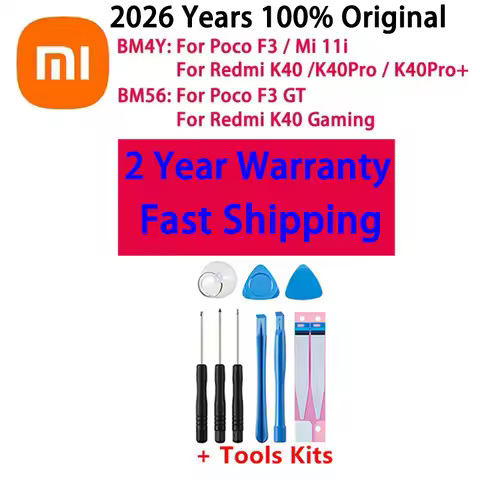 2026 Years 100% Original BM4Y BM56 Battery For Xiaomi Poco F3 /k40Pro+/Mi 11i / F3 GT / Redmi K40 /K