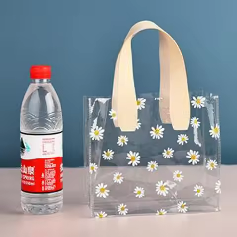 Pure Color Small Fresh Transparent Small Daisy Large Capacity Handbag Bag