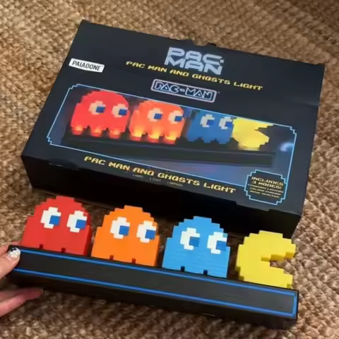 Pac-Man Pixel Ambient Light Sound Activated Music Rhythm Pickup Light Gaming Room Decor Birthday Gif