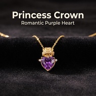 Purple Heart Crown Necklace For Woman, Sweatproof Non-Fade, Gift Idea Jewelry,