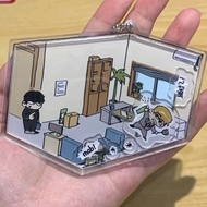 Mob Psycho Anime Keychain Women Kageyama Shigeo Reigen Arataka Kawaii Shake Acrylic Key Chain Man Cu