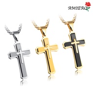 3D Three Layer Cross Necklace Titanium Steel Necklace Unisex Cross Necklace