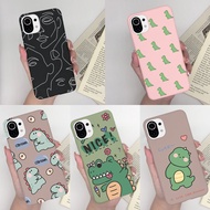 For Xiaomi Mi 11/ Mi 11 Lite/ Mi 11 Pro Casing Lovely Dinosaur Art Sketch Drawing Printing Candy Color Matte Soft Silicone TPU Cover Phone Case