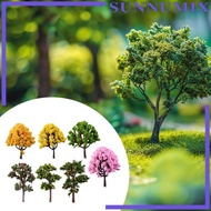 [Sunnimix] 7 Pieces Miniature Artificial Trees Realistic Figurine Mixed Model Trees for