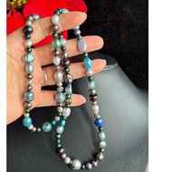 Real glossy pearl necklace with mixed colors, 5.5 to 12.8 mm long, 66 cm long, unlocked headband, br