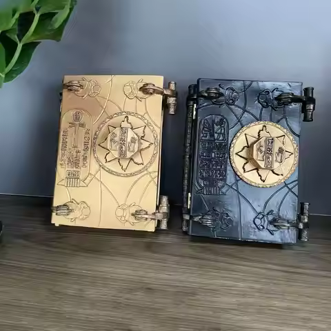 Vintage Egyptian Magic Book Resin Storage Box Antique Hieroglyph Figurine Decorative Box for Home De