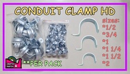 (PER PACK) Conduit Clamp HD/ GI Clamp/ C Clamp Single for EMT IMC RSC GI and PVC pipe 1/2" to 2"