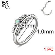 1 PC Stainless Steel Nose Piercing 16G/18G/20G Nose Ring Opal Nose Clicker Septum Ring Lobe Earring