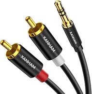 XANHAM 3.5mm to 2RCA Adapter Cable 25 Feet /8m Aux TRS 1/8 Inch Jack to 2 RCA Male to Male Y Splitte