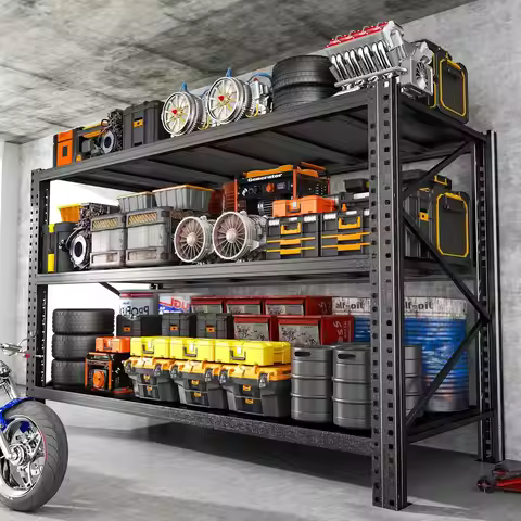 67" W Heavy Duty Storage Shelves 5100LBS Garage Shelving, Adjustable 3 Tier Metal Shelves, Garage St