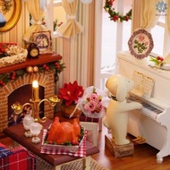 聖誕禮物🎄耶誕裝飾擺件🔔DIY小屋袖珍屋 智趣屋 美式復古風 假日時光材料包 附罩 拼裝模型