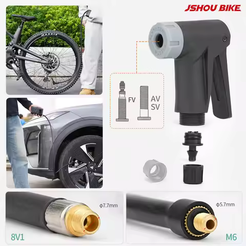 AV/FV m6/8v1 Thread Bicycle Pump Nozzle Head Adapter 1-meter tube for Portable Inflator Air Pump Xia