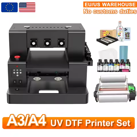EU/US Stock A3 XP600 UV DTF Printer Impresora L805 UV Flatbed Printer For Acrylic Metal Sticker Prin