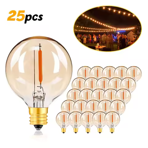 25Pcs G40 LED String Light Bulb Replacement 110/220V Led Bulb E12 Base Socket Incandescent Bulb For