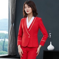 [Ready Stock] South Airlines Stewardess Uniform Professional Suit Suit Skirt Shirt Hotel Sales Overalls Female Big Red South Airlines