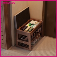 Shoe Bench 2025 Solid Wood Leather Sponge Cushion Shoe Bench Home Door Walnut Color 80cm Storage Sho