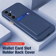 For Samsung Galaxy S24 FE 2024 Case Card Slot Holder Straight Soft TPU Cover Smsung S24 Samsung S 24