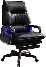 HDZWW Multifunction Boss Chair Ergonomic Office Chair with Speaker and Armrest Light, Comfortable Sedentary Computer Chair for Home Work (Color : Black)