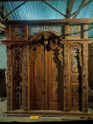 Gebyok Pintu Kupu Tarung Ukir Full Kayu Jati Asli Buatan Jepara Ukuran L250cm X T265cm (Lunas Luar)