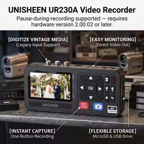 UNISHEEN UR230A Analog CVBS RCA SVideo Camera USB Tape VHS Capture Box MP3 Video Recorder VCR to Dig