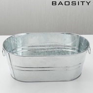 [AsrMyjcx] Ice Bucket, Galvanized Oval Beverage Container, Storage Container, Portable Ice Holder, B