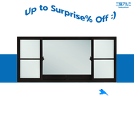 หน้าต่างบานเลื่อนอลูมิเนียมพร้อมเกล็ดระบายอากาศ (สูง 110 cm. กว้าง 240 cm.) SankyoAlumi J-TRUST JW7