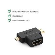 UGREEN 2 in 1 Mini HDMI and Micro HDMI Male to HDMI Female Adapter 1080P High Definition Multimedia Interface GoPro